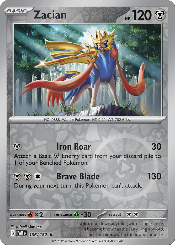 Zacian 136/182 Paradox Rift (Reverse holo)
