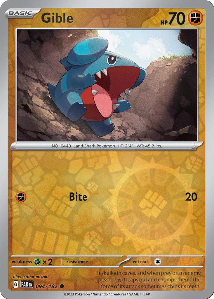 Gible 094/182 Paradox Rift (Reverse holo)