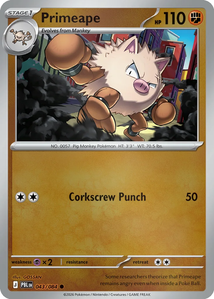 Primeape 043/084 ME05: Pitch Black (Reverse holo)