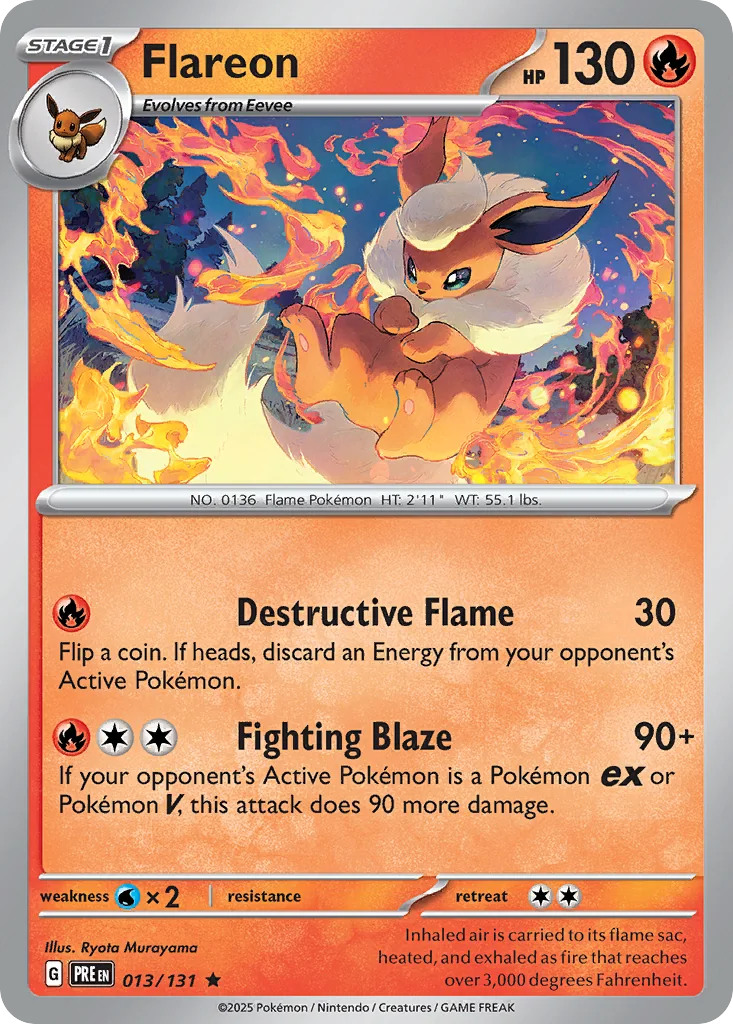 Flareon 013/131 Prismatic Evolutions (Cosmos Holo)