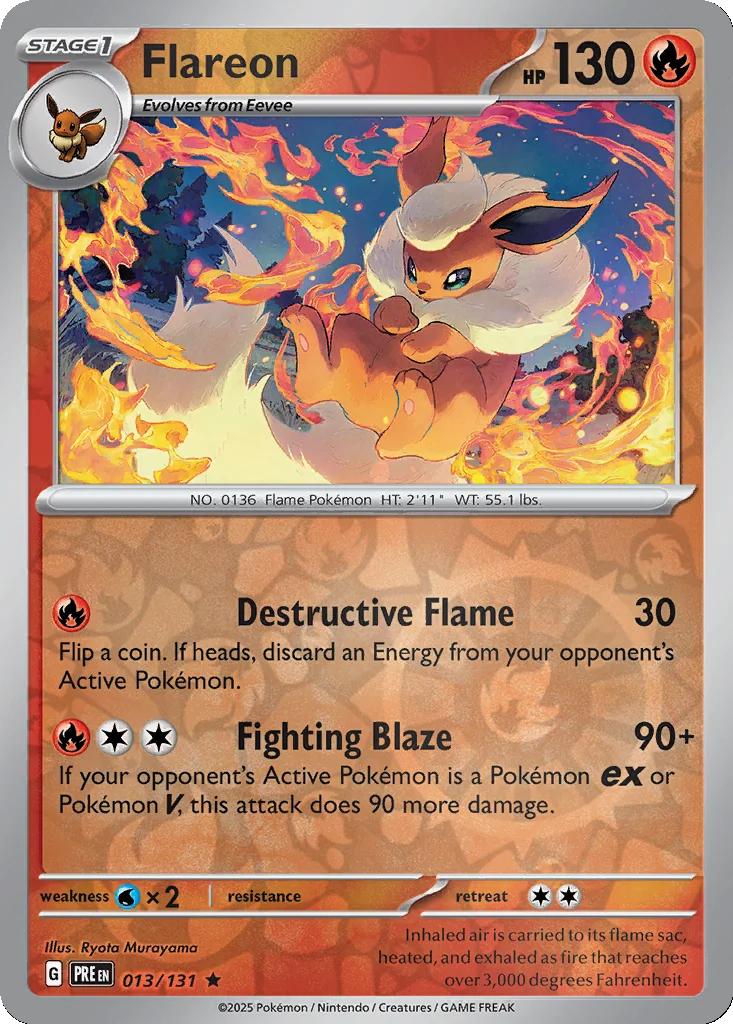 Flareon 013/131 SV: Prismatic Evolutions (Reverse holo)