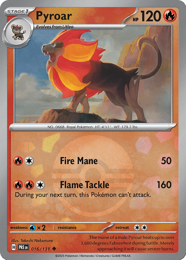 Pyroar 016/131 Prismatic Evolutions (Poké Ball holo)