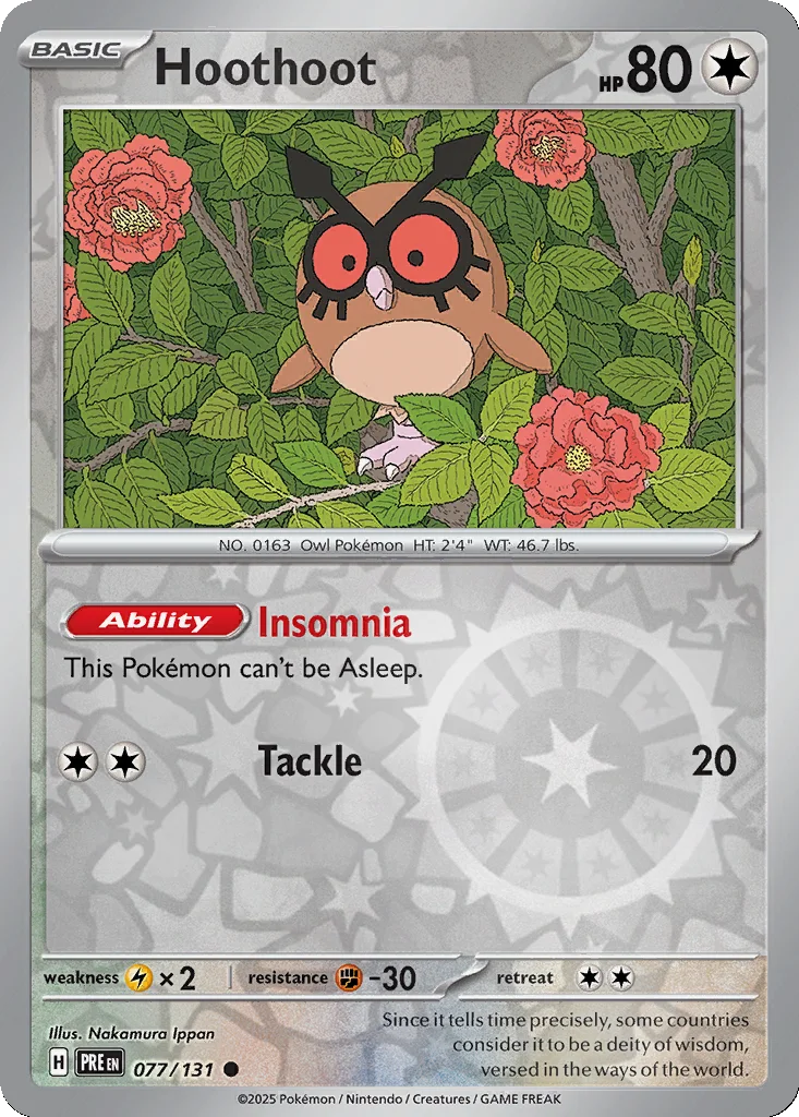 Hoothoot 077/131 SV: Prismatic Evolutions (Reverse holo)