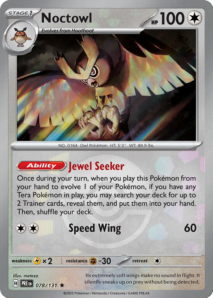 Noctowl 078/131 Prismatic Evolutions (Poké Ball holo)