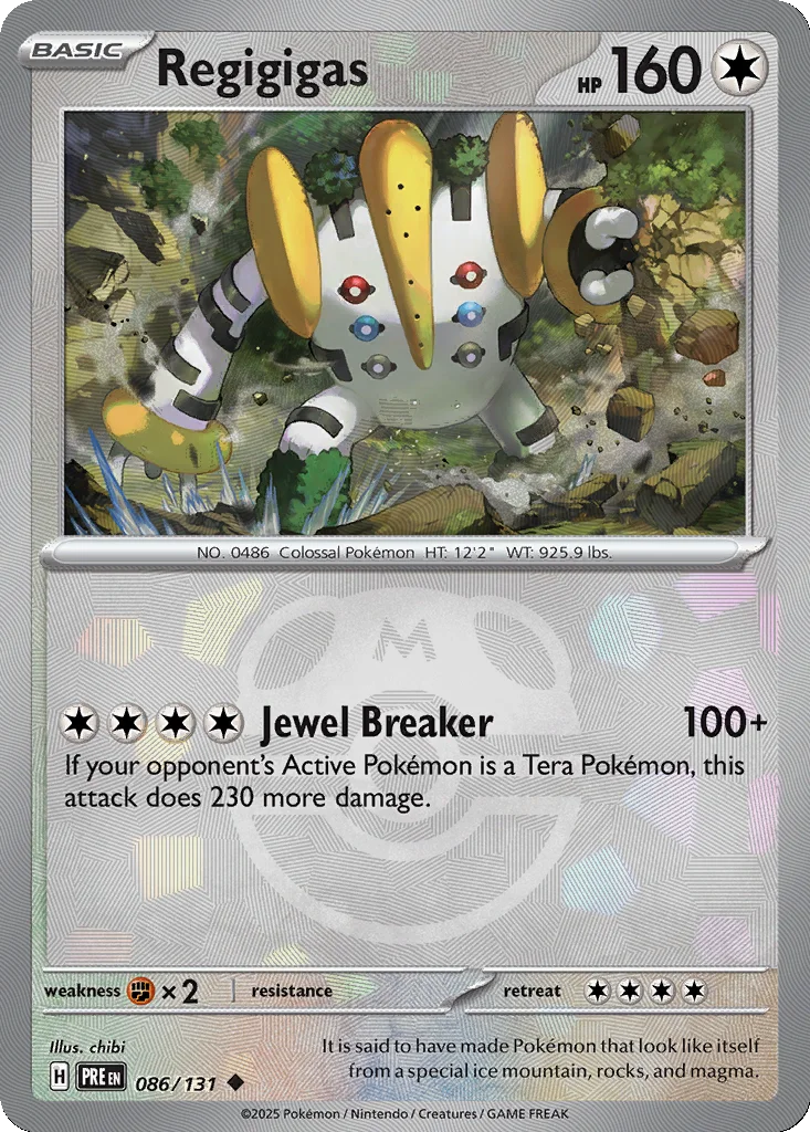 Regigigas 086/131 Prismatic Evolutions (Master Ball holo)
