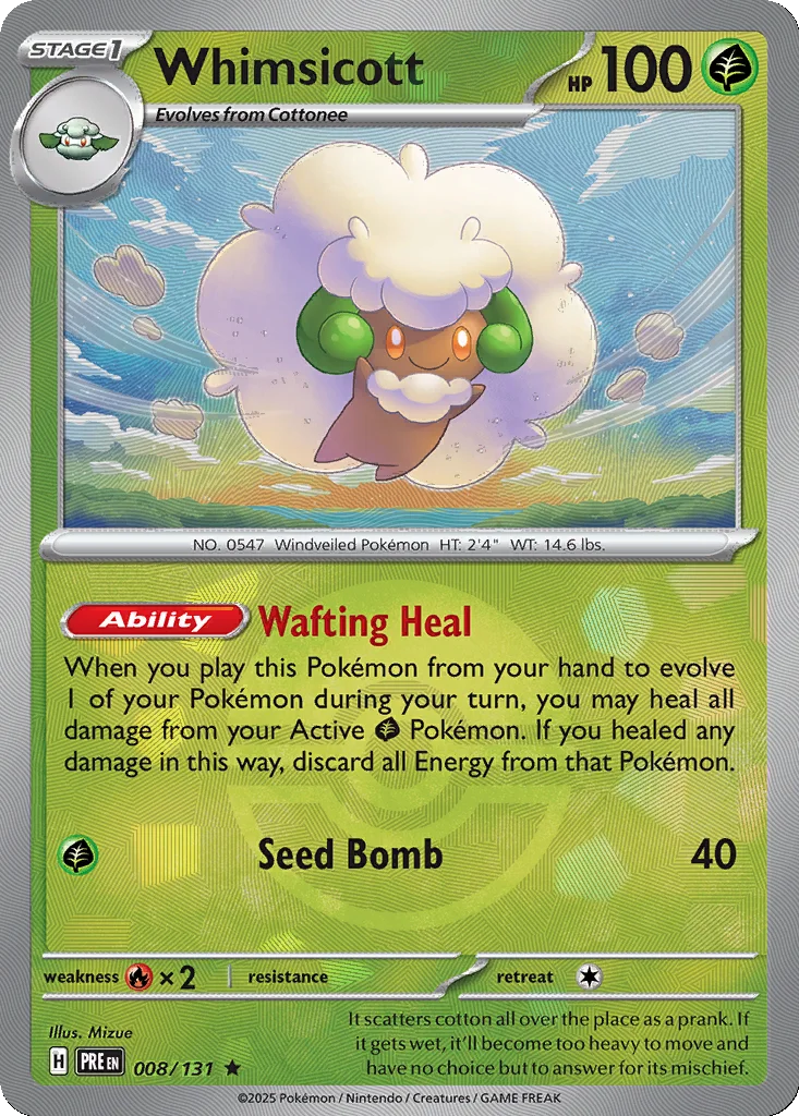 Whimsicott 008/131 Prismatic Evolutions (Poké Ball holo)
