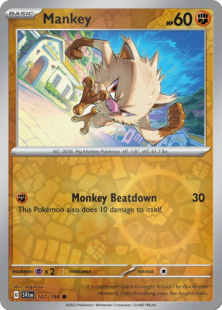 Mankey 107/198 Scarlet & Violet (Reverse holo)