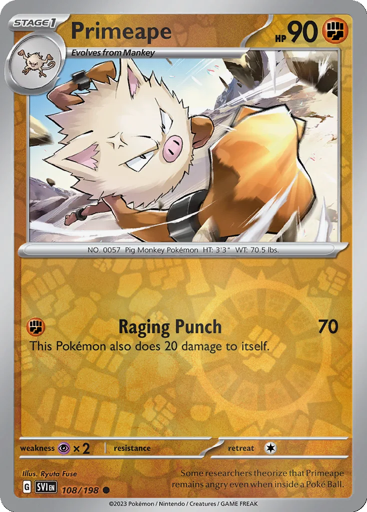 Primeape 108/198 Scarlet & Violet (Reverse holo)