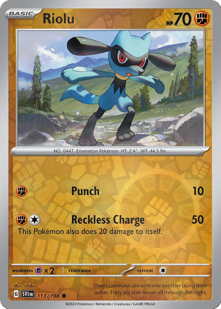 Riolu 113/198 Scarlet & Violet (Reverse holo)