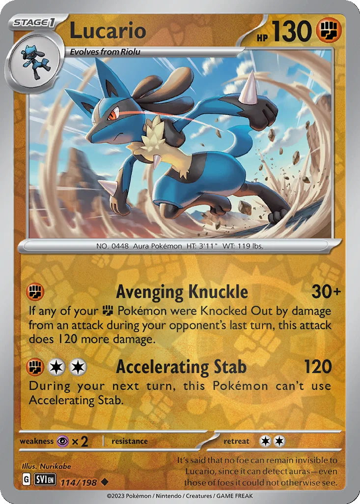 Lucario 114/198 Scarlet & Violet (Reverse holo)
