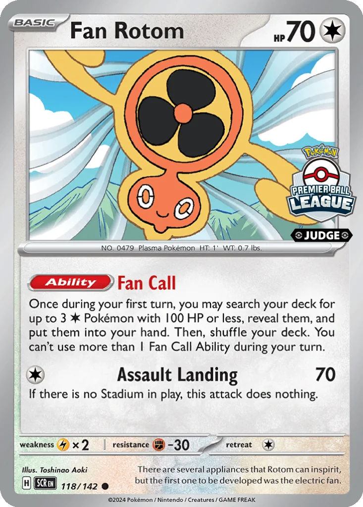 Fan Rotom 118/142 Stellar Crown (Premier Ball League (Judge))