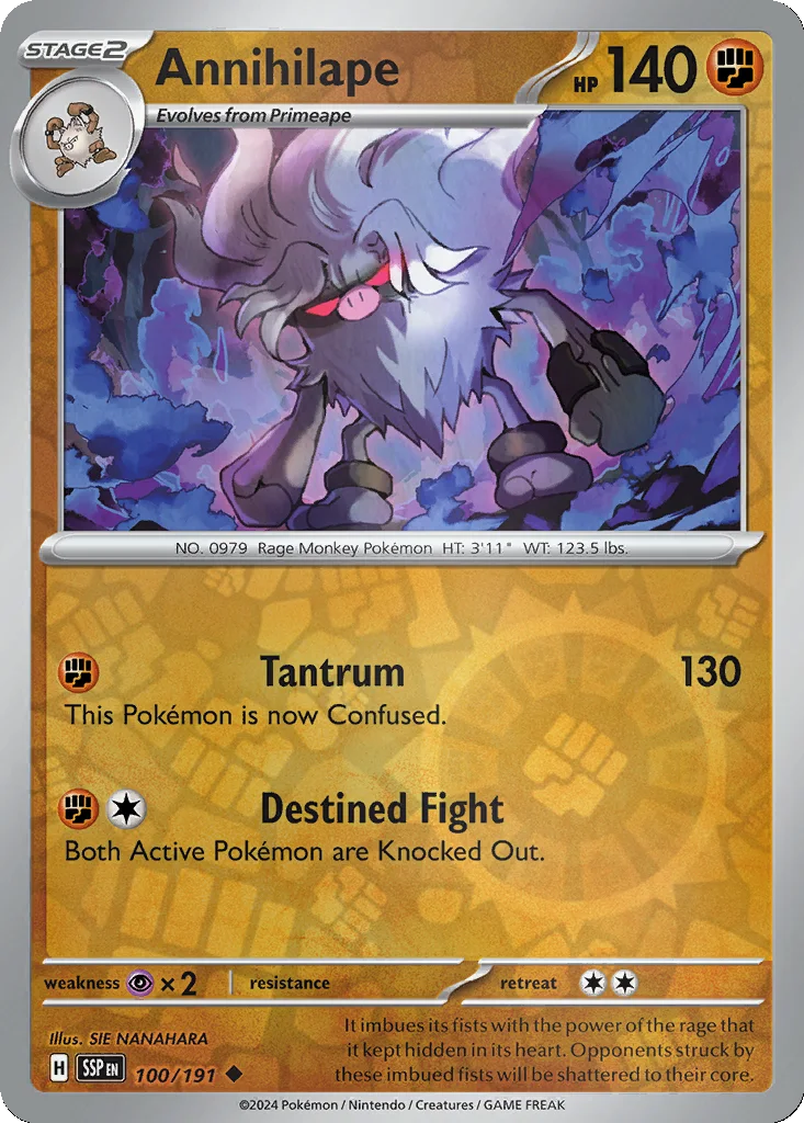 Annihilape 100/191 SV08: Surging Sparks (Reverse holo)
