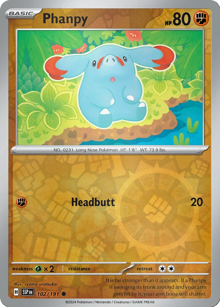 Phanpy 102/191 Surging Sparks (Reverse holo)