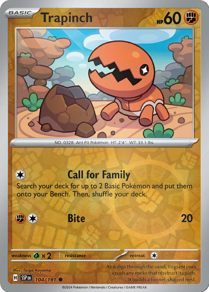 Trapinch 104/191 Surging Sparks (Reverse holo)