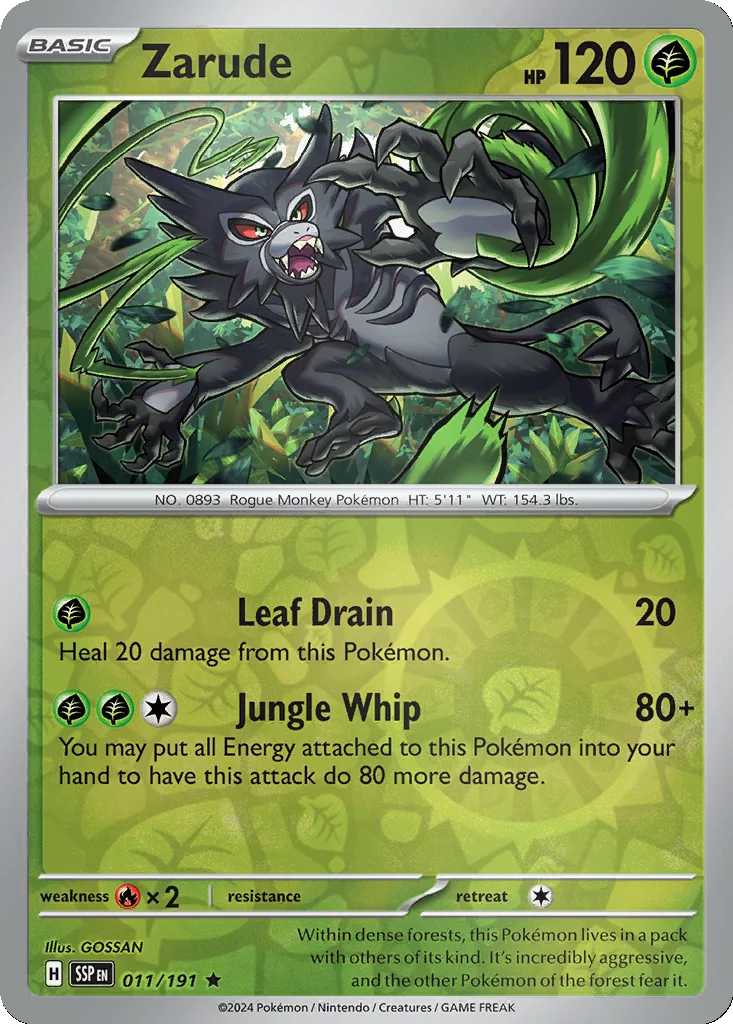 Zarude 011/191 Surging Sparks (Reverse holo)