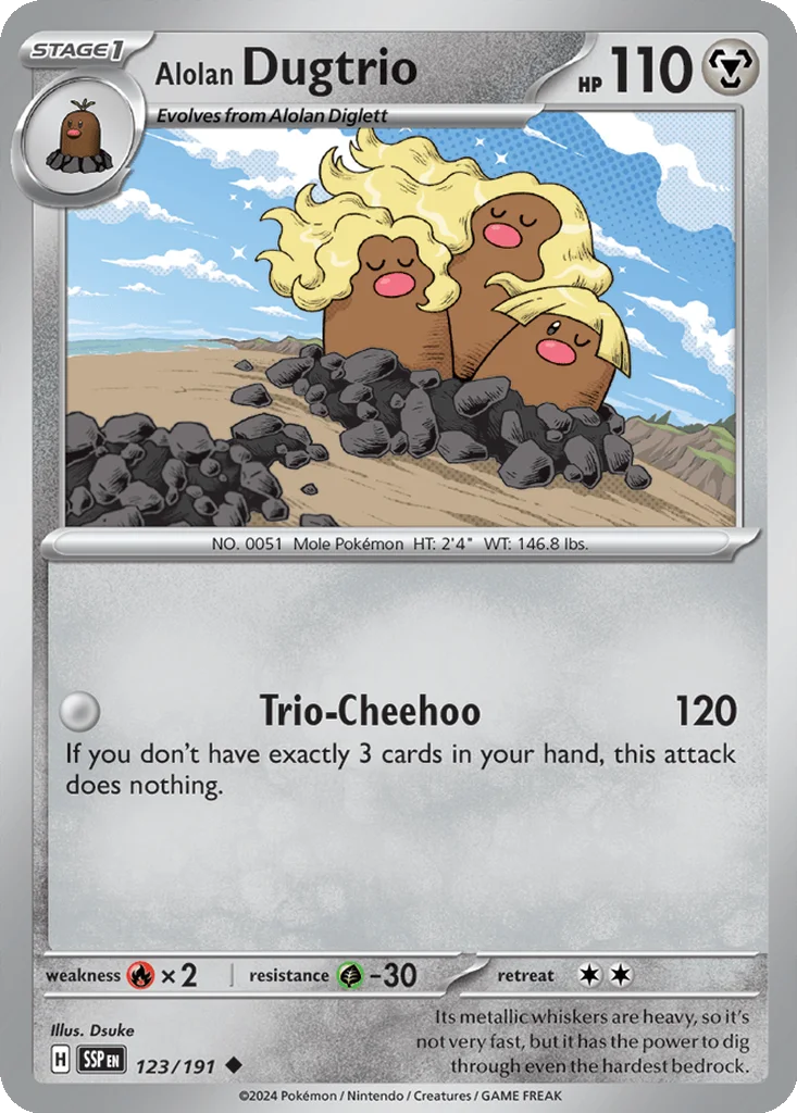 Alolan Dugtrio 123/191 SV08: Surging Sparks (Normal)