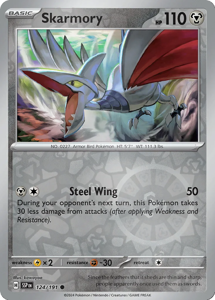 Skarmory 124/191 SV08: Surging Sparks (Reverse holo)
