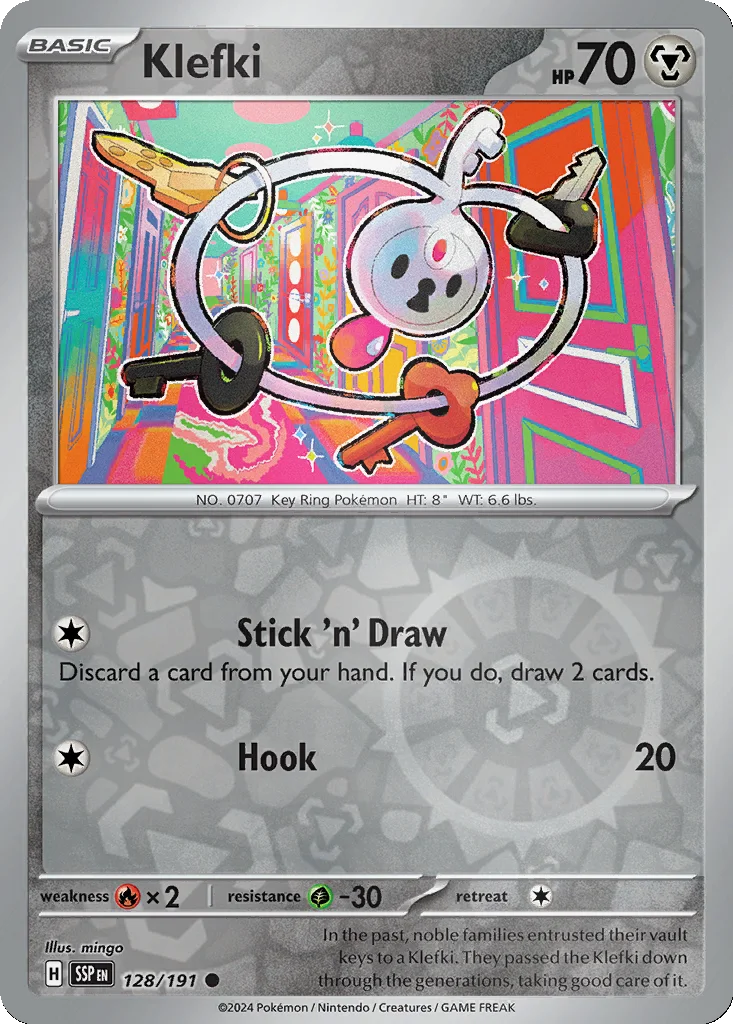 Klefki 128/191 Surging Sparks (Reverse holo)