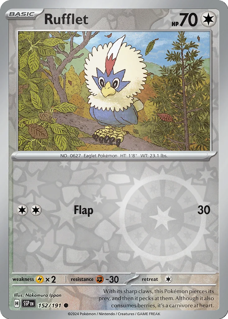 Rufflet 152/191 SV08: Surging Sparks (Reverse holo)