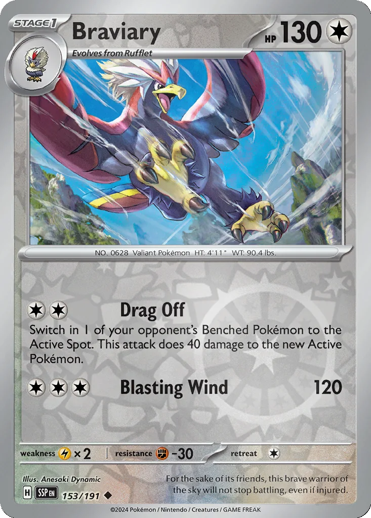 Braviary 153/191 SV08: Surging Sparks (Reverse holo)