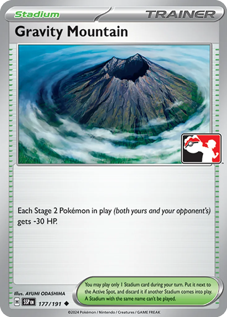 Gravity Mountain 177/191 Surging Sparks (Play! Pokémon (Cosmos Holo))