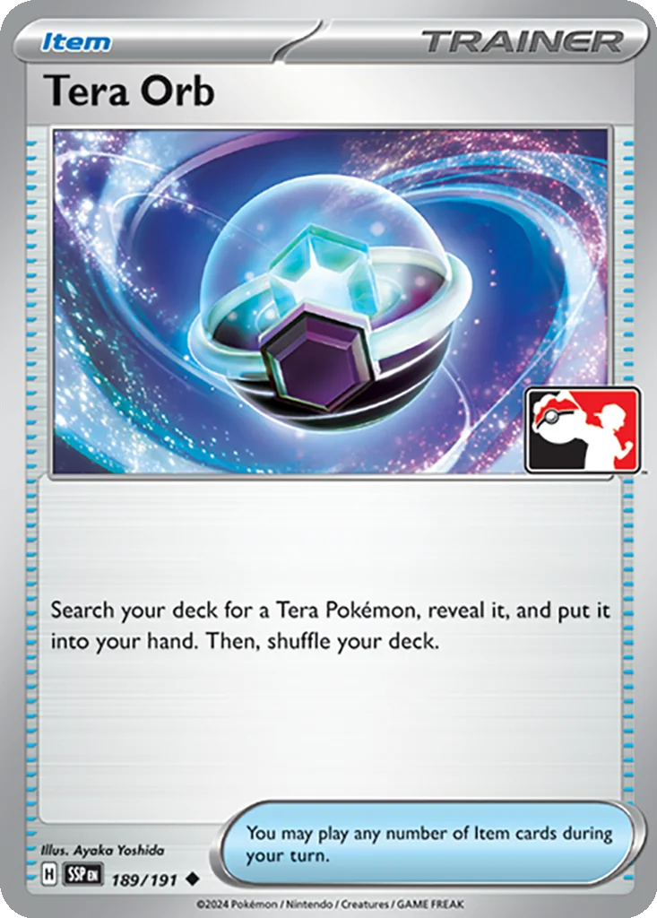 Tera Orb 189/191 Surging Sparks (Play! Pokémon (Cosmos Holo))