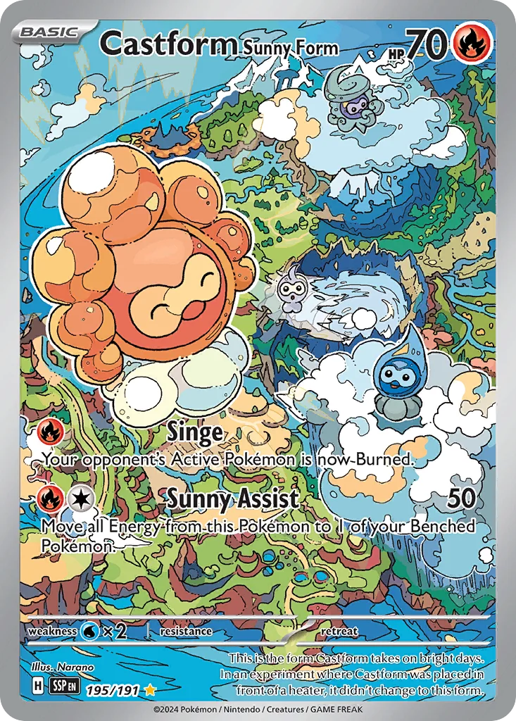 Castform Sunny Form 195/191 Surging Sparks (Holo)
