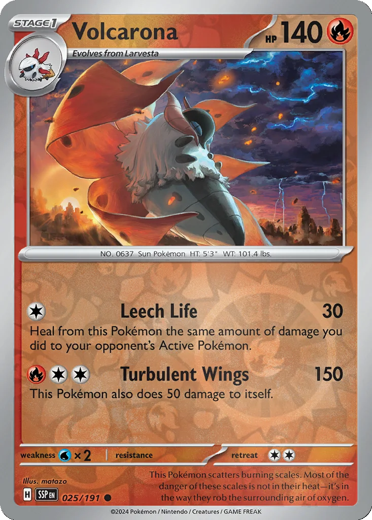 Volcarona 025/191 Surging Sparks (Reverse holo)