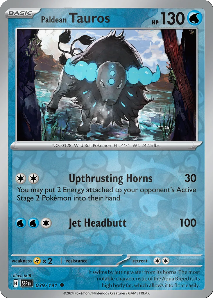 Paldean Tauros 039/191 Surging Sparks (Reverse holo)