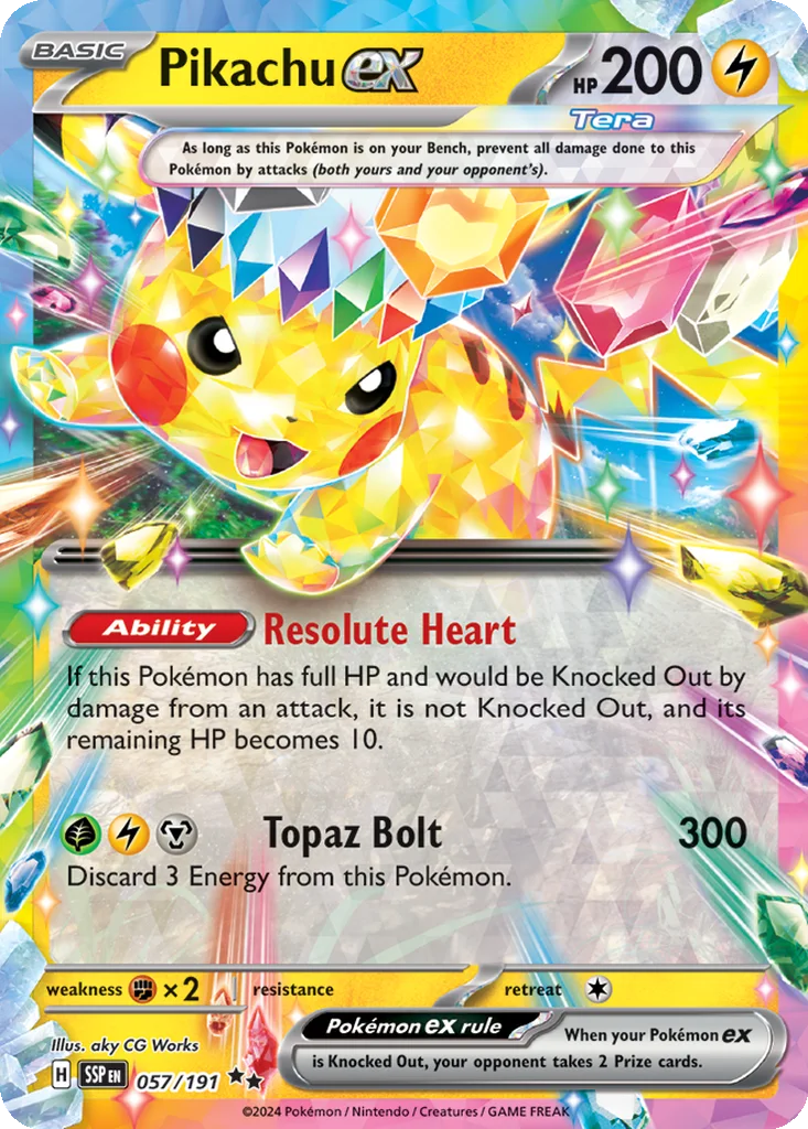 Pikachu ex 057/191 SV08: Surging Sparks (Holo)