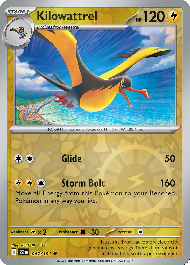 Kilowattrel 067/191 Surging Sparks (Reverse holo)