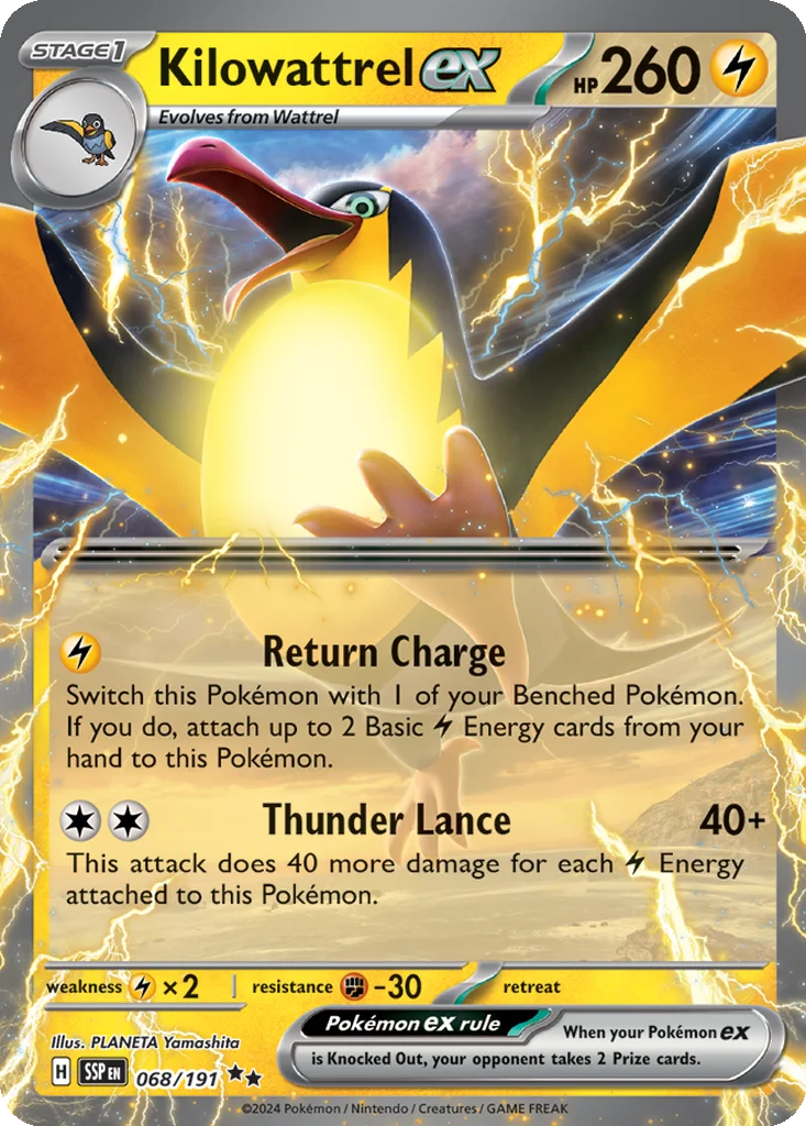Kilowattrel ex 068/191 Surging Sparks (Holo)