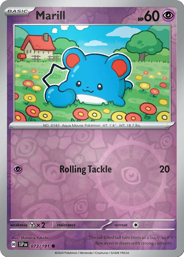 Marill 073/191 Surging Sparks (Reverse holo)