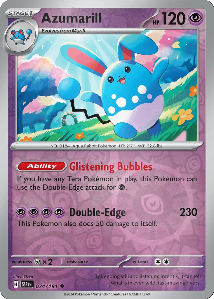 Azumarill 074/191 SV08: Surging Sparks (Reverse holo)