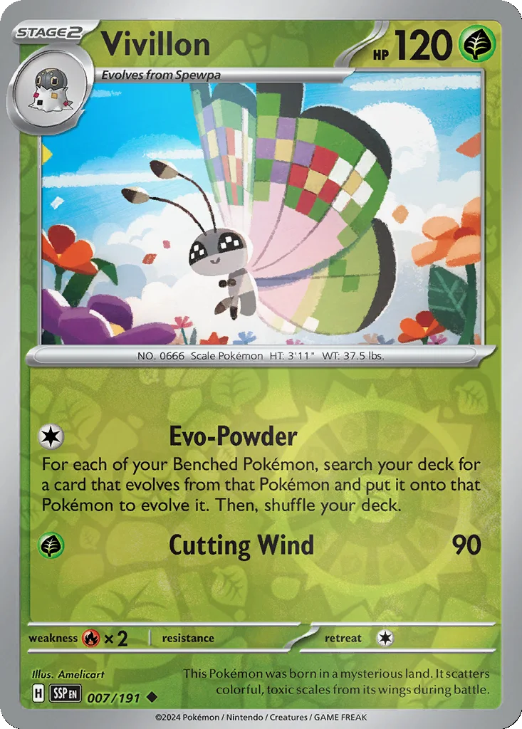 Vivillon 007/191 Surging Sparks (Reverse holo)