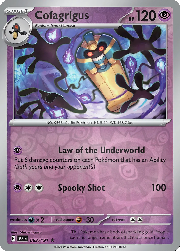 Cofagrigus 083/191 SV08: Surging Sparks (Reverse holo)