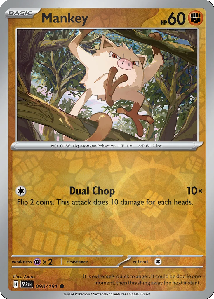 Mankey 098/191 Surging Sparks (Reverse holo)