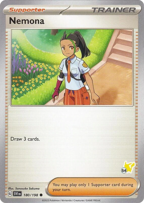 Nemona 180/198 Scarlet & Violet (Battle Academy 2024: Pikachu Deck Stamp 54)