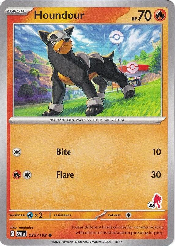 Houndour 033/198 Scarlet & Violet (Battle Academy 2024: Armarouge Deck Stamp 39)