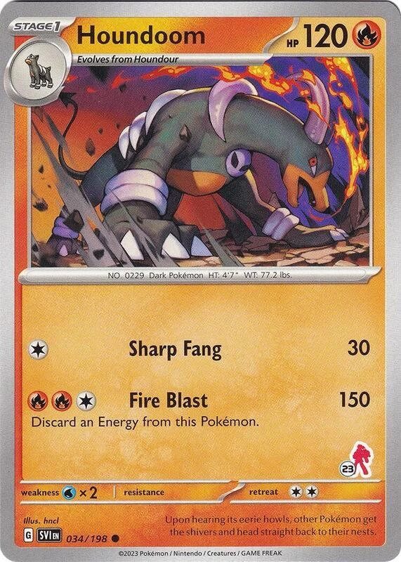 Houndoom 034/198 Scarlet & Violet (Battle Academy 2024: Armarouge Deck Stamp 23)