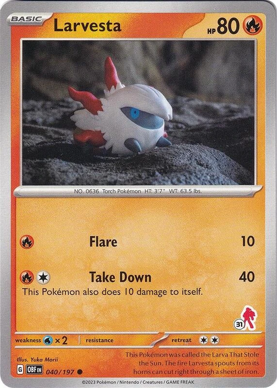 Larvesta 040/197 Obsidian Flames (Battle Academy 2024: Armarouge Deck #31)