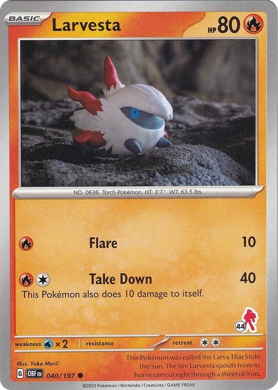 Larvesta 040/197 Obsidian Flames (Battle Academy 2024: Armarouge Deck #44)