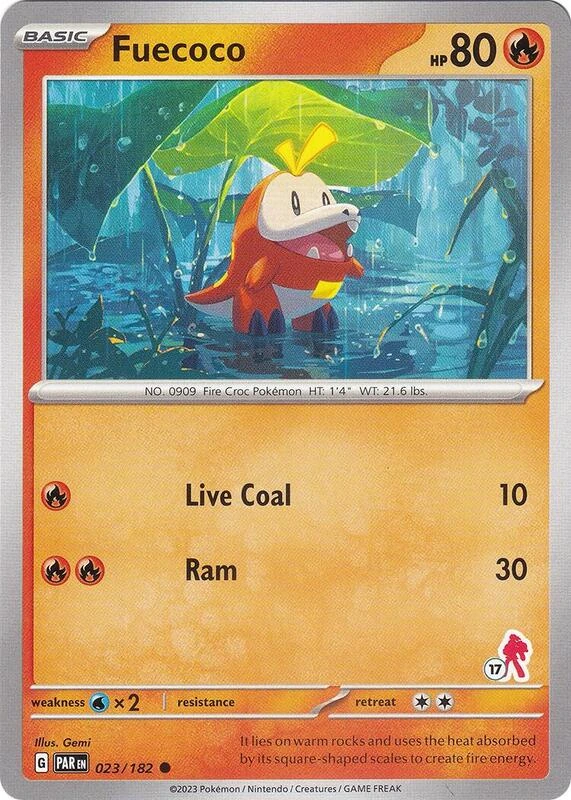 Fuecoco 023/182 Paradox Rift (Battle Academy 2024: Armarouge Deck #17)