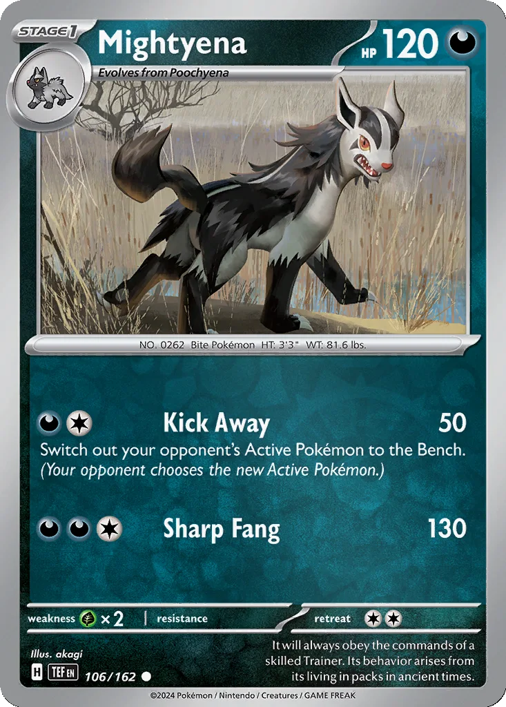 Mightyena 106/162 Temporal Forces (Reverse holo)