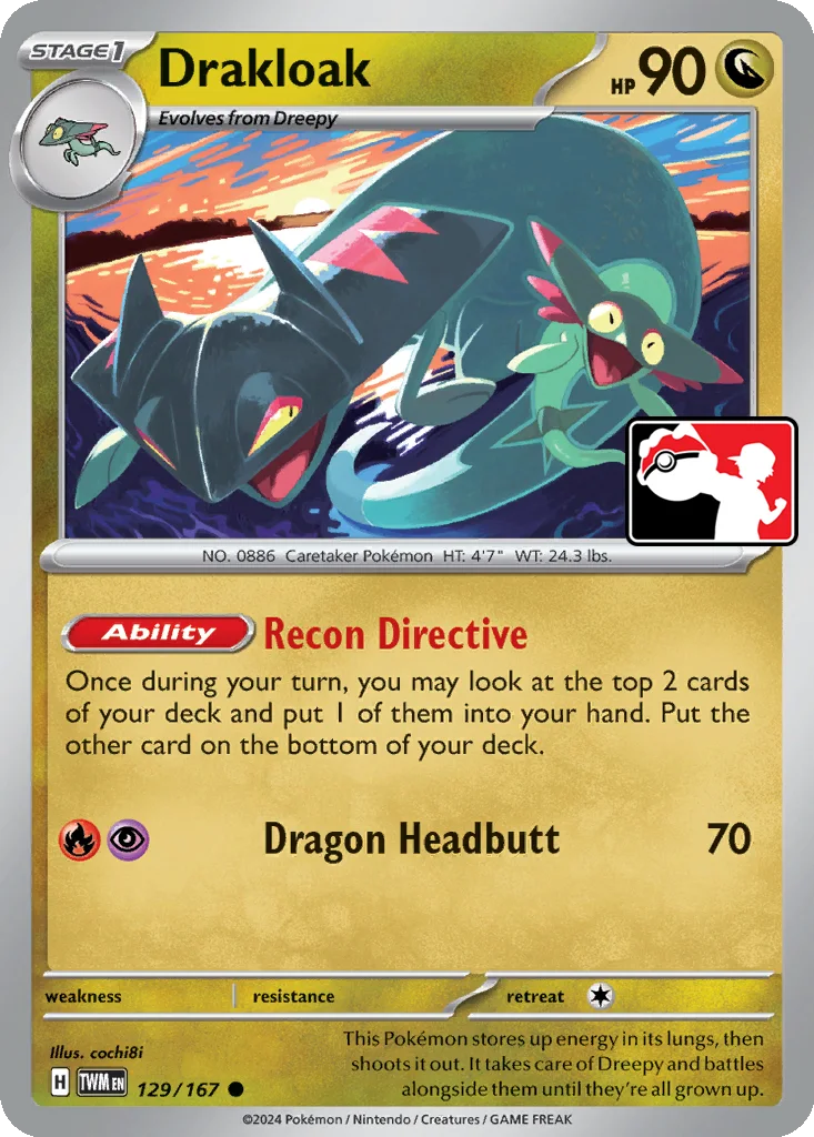 Drakloak 129/167 Twilight Masquerade (Play! Pokémon (Mirror Holo))