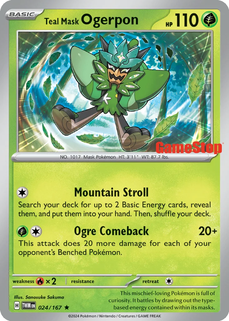 Teal Mask Ogerpon 024/167 Twilight Masquerade (GameStop)