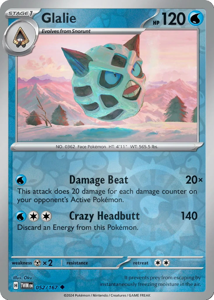 Glalie 052/167 Twilight Masquerade (Reverse holo)