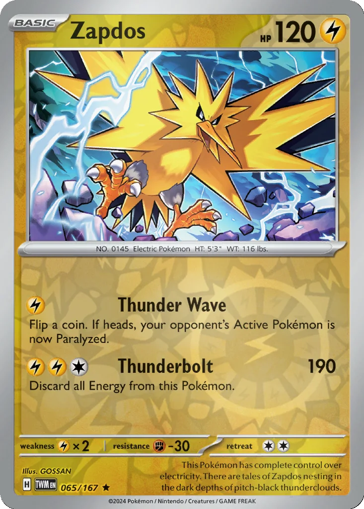 Zapdos 065/167 Twilight Masquerade (Reverse holo)
