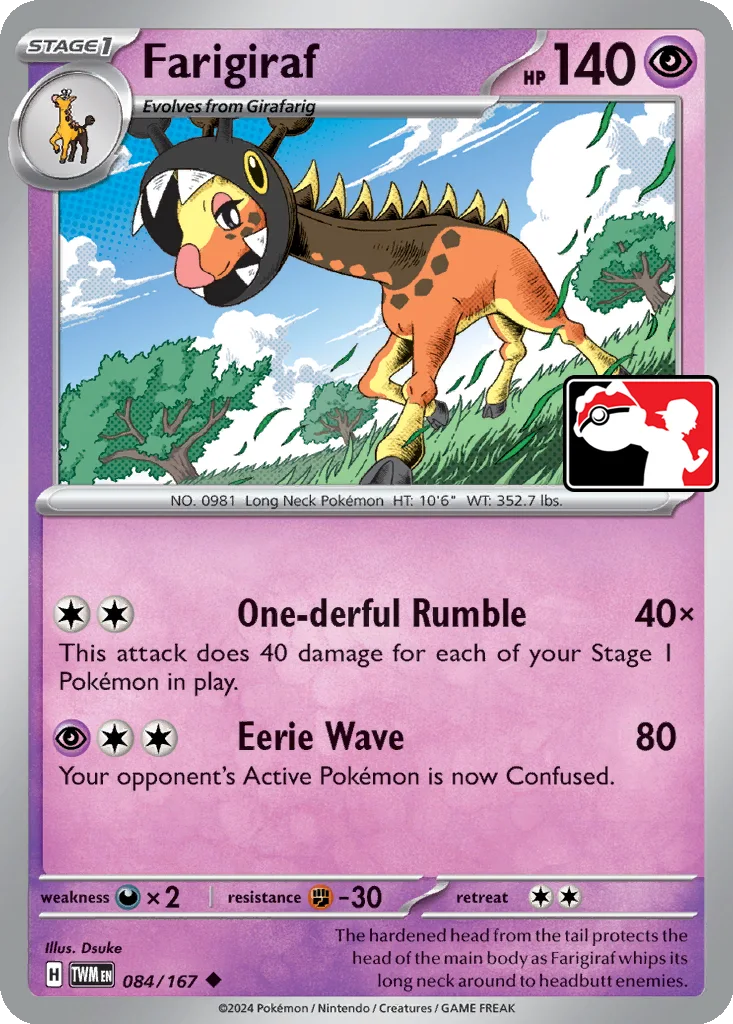 Farigiraf 084/167 Twilight Masquerade (Play! Pokémon)