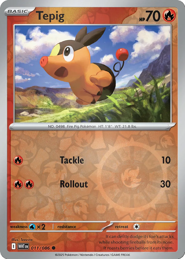 Tepig 011/086 White Flare (Reverse holo)